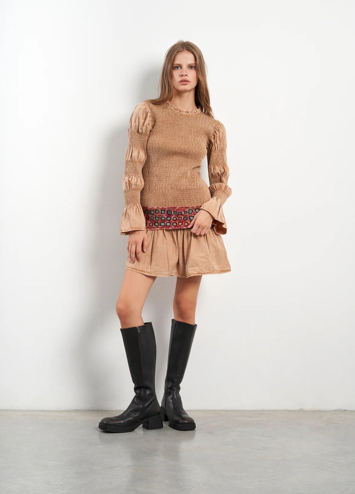 Leandra short camel dress