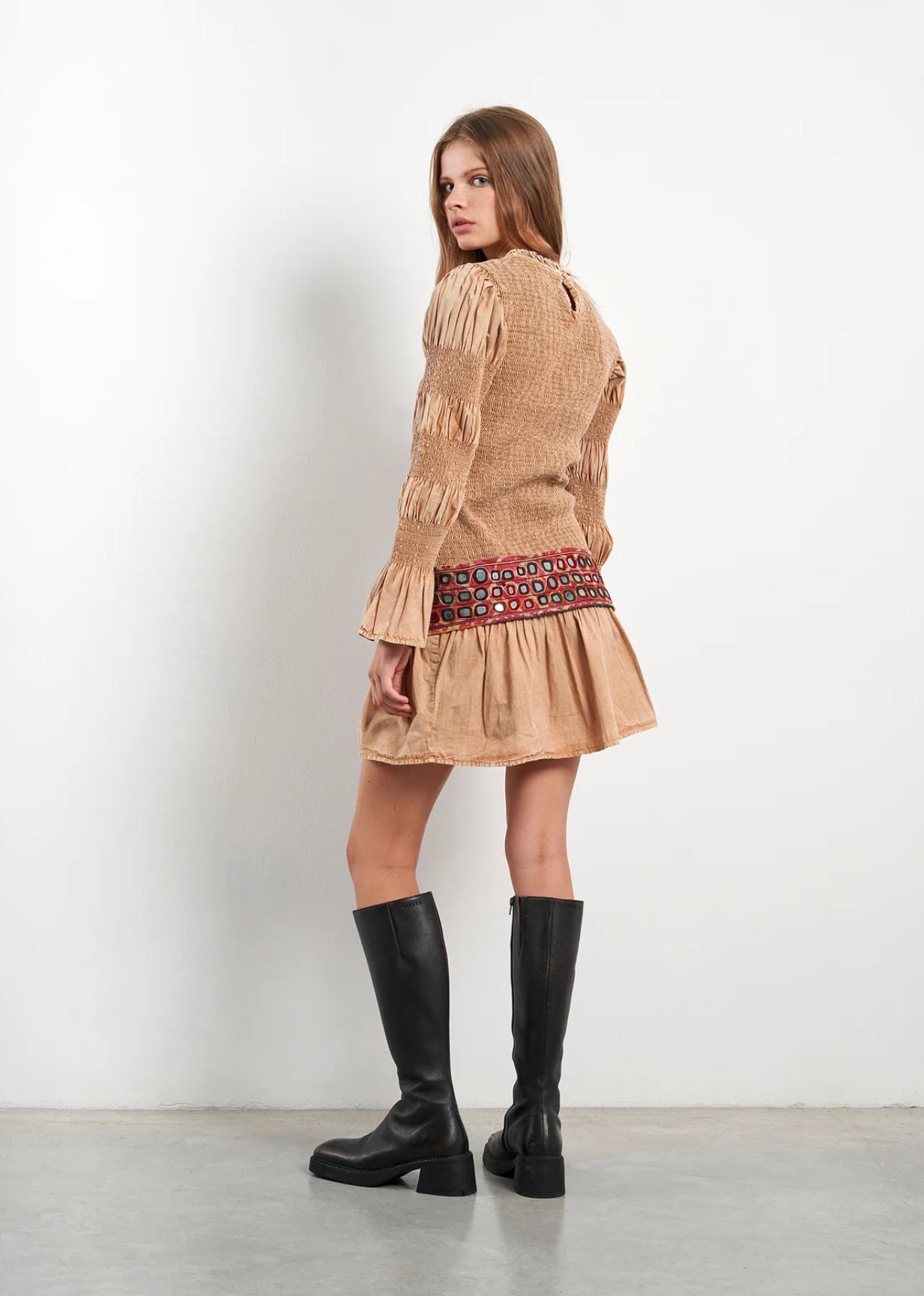 Leandra short camel dress