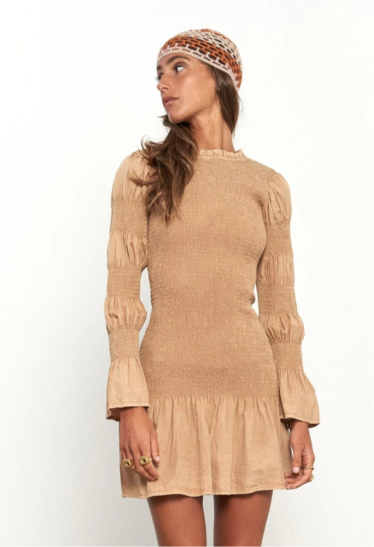 Leandra short camel dress