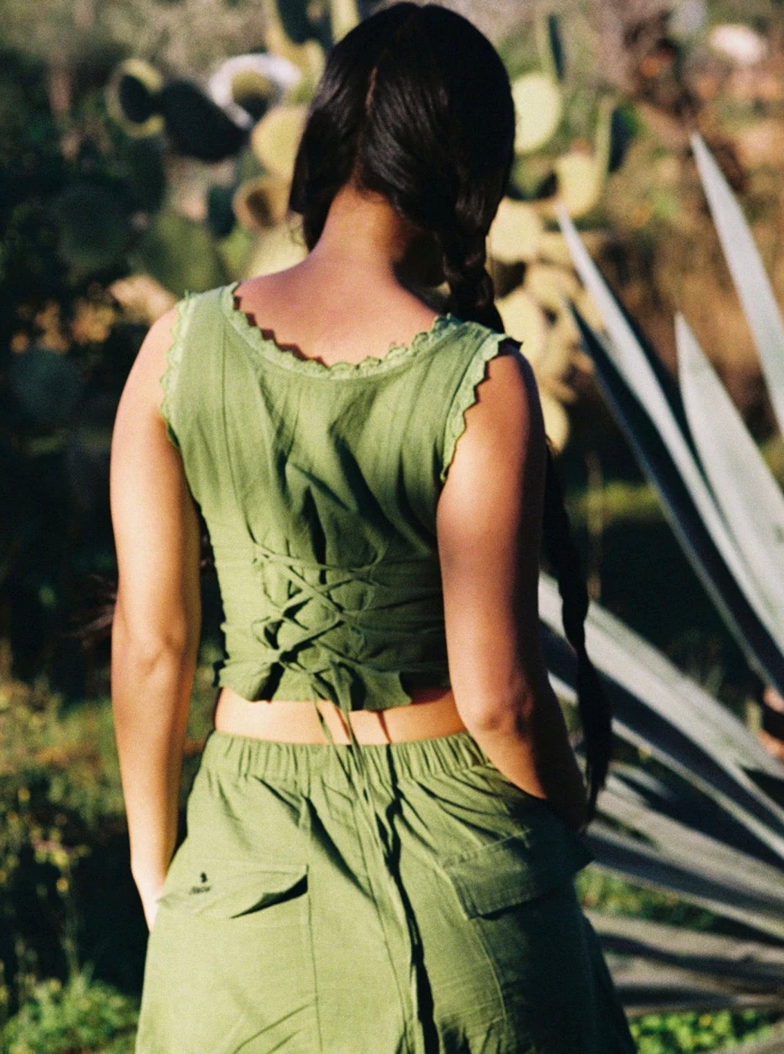 Top manolete verde
