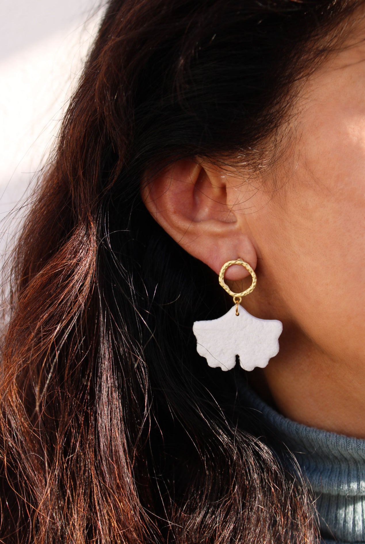 Ginkgo oval earrings