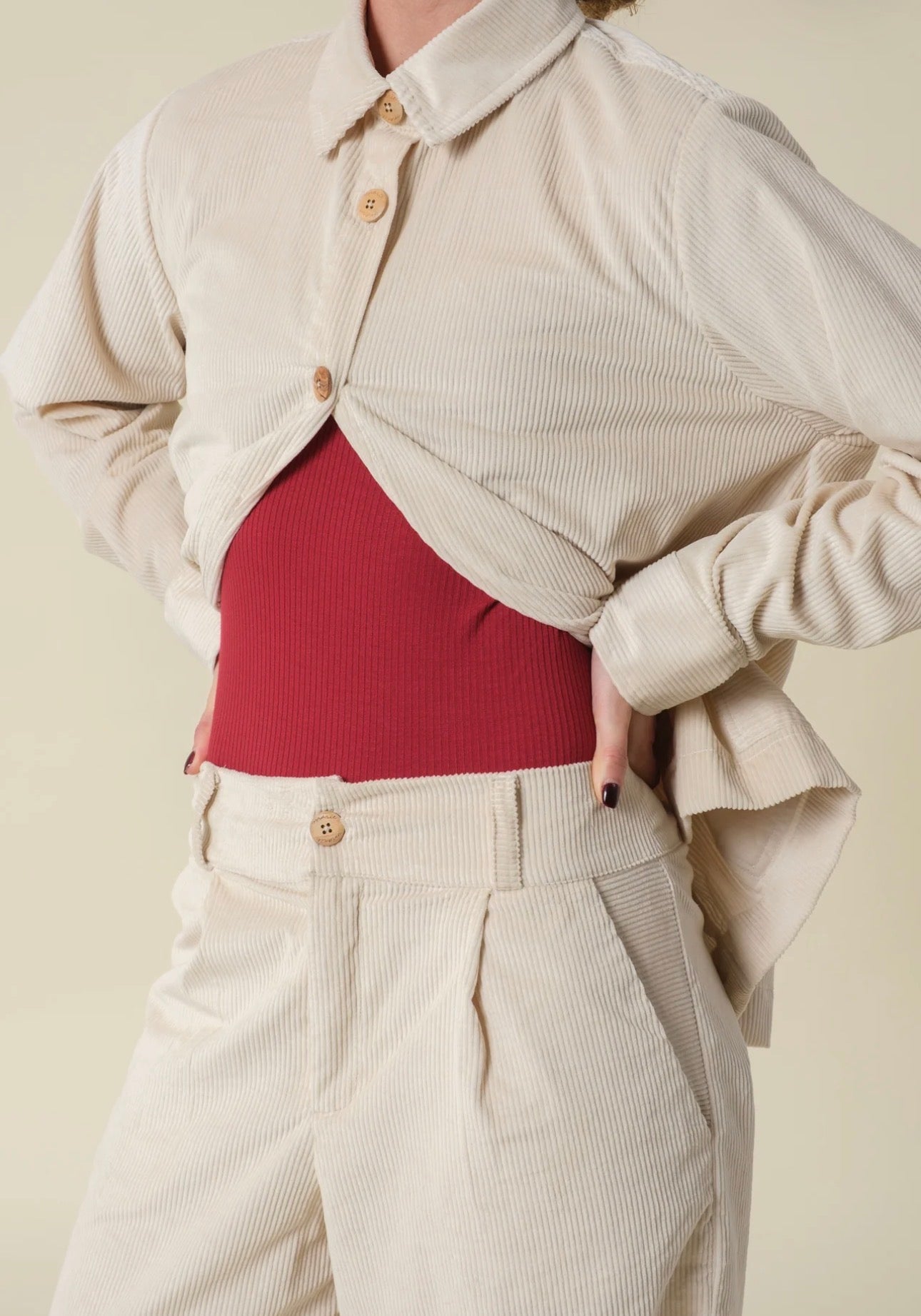 Trousers Olivia Corderoy Off White