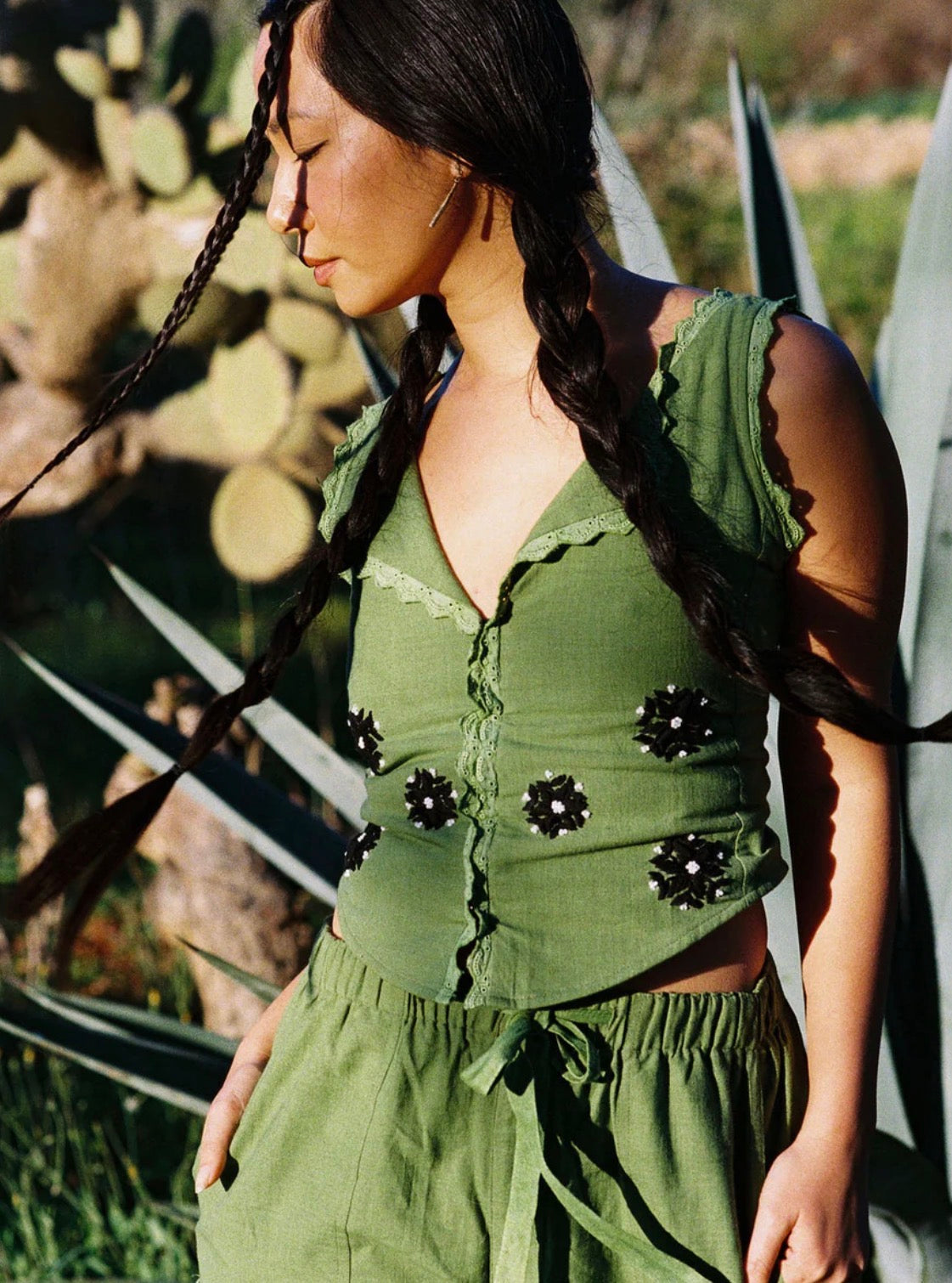 Top manolete verde