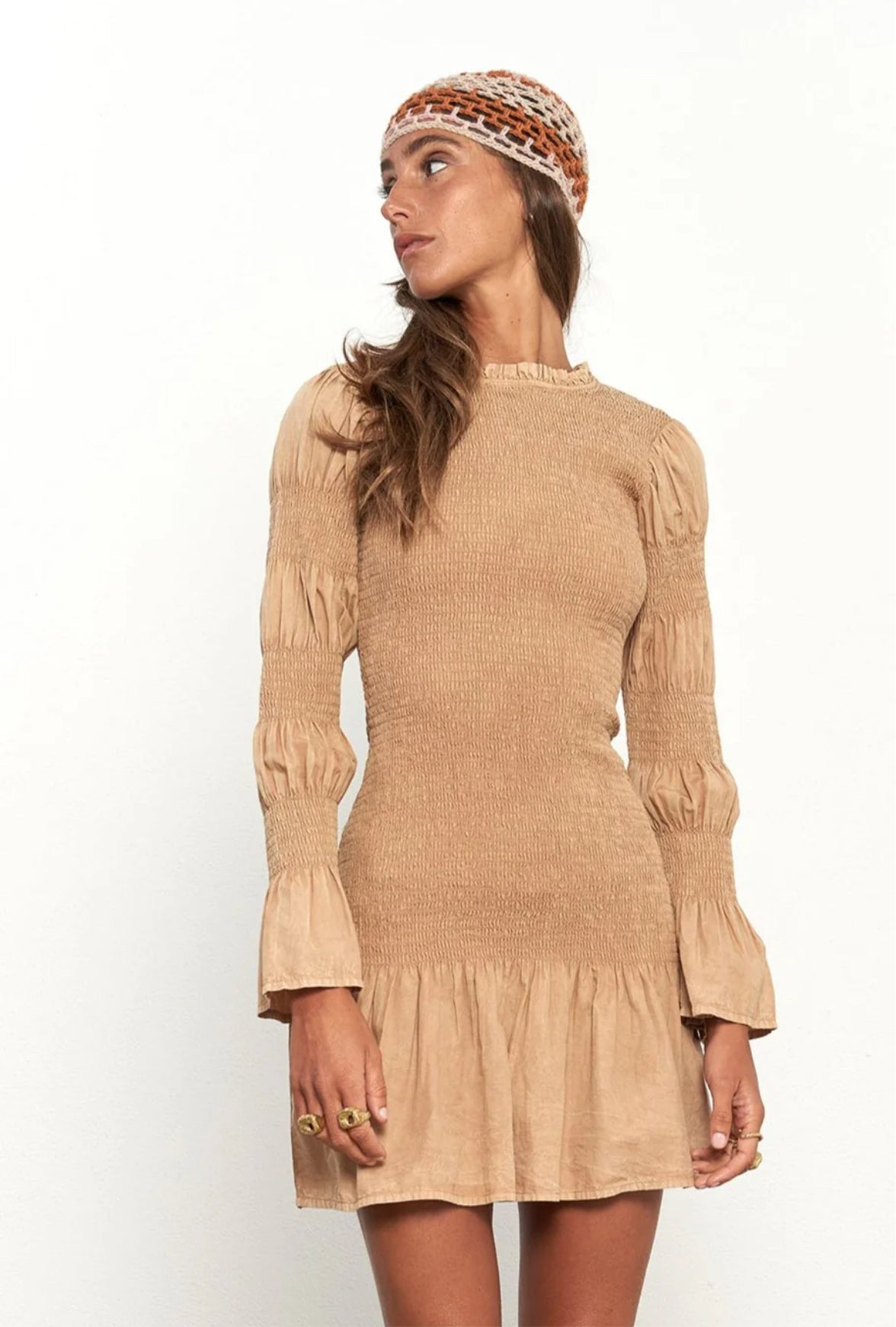 Leandra short camel dress