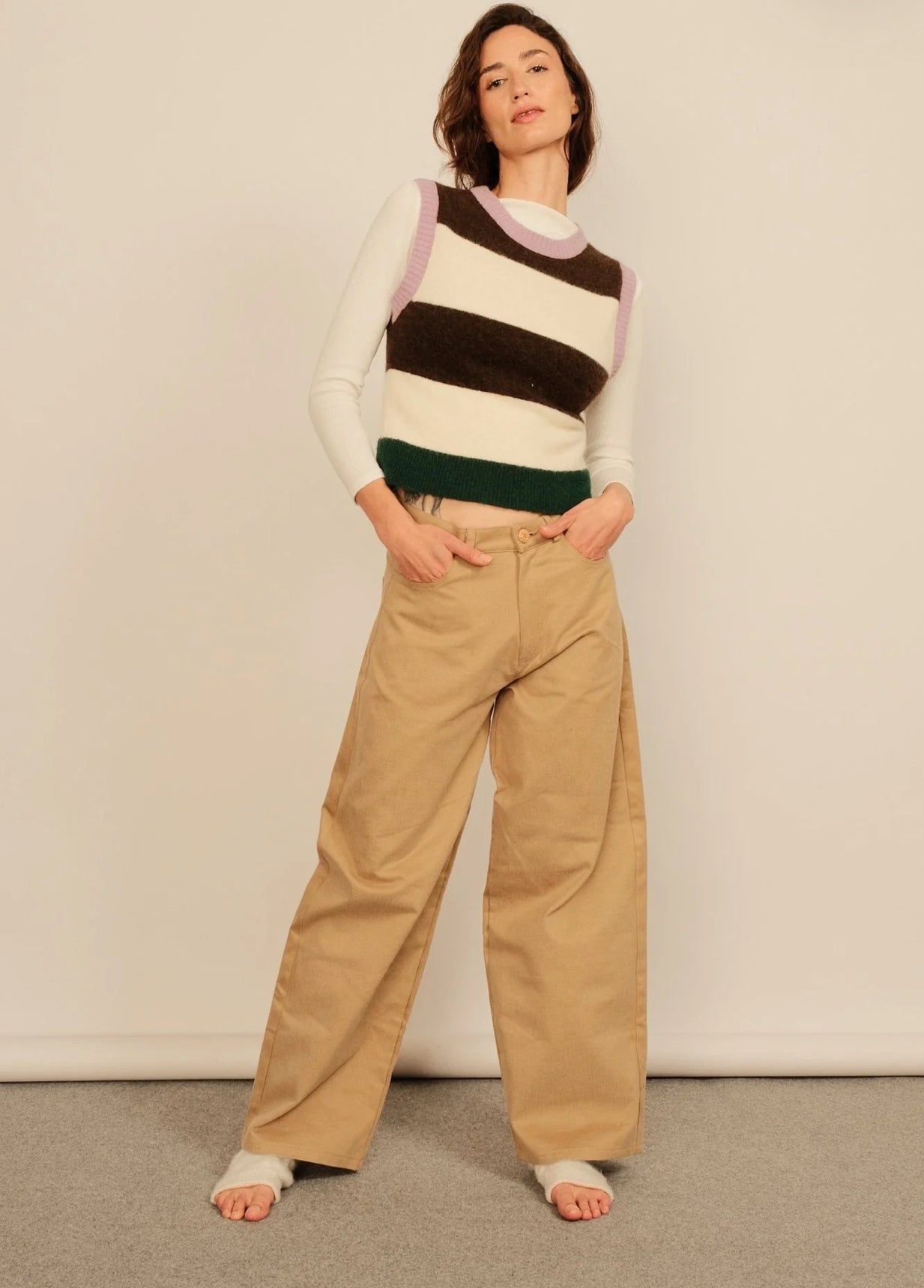 Trousers caterina denim beige