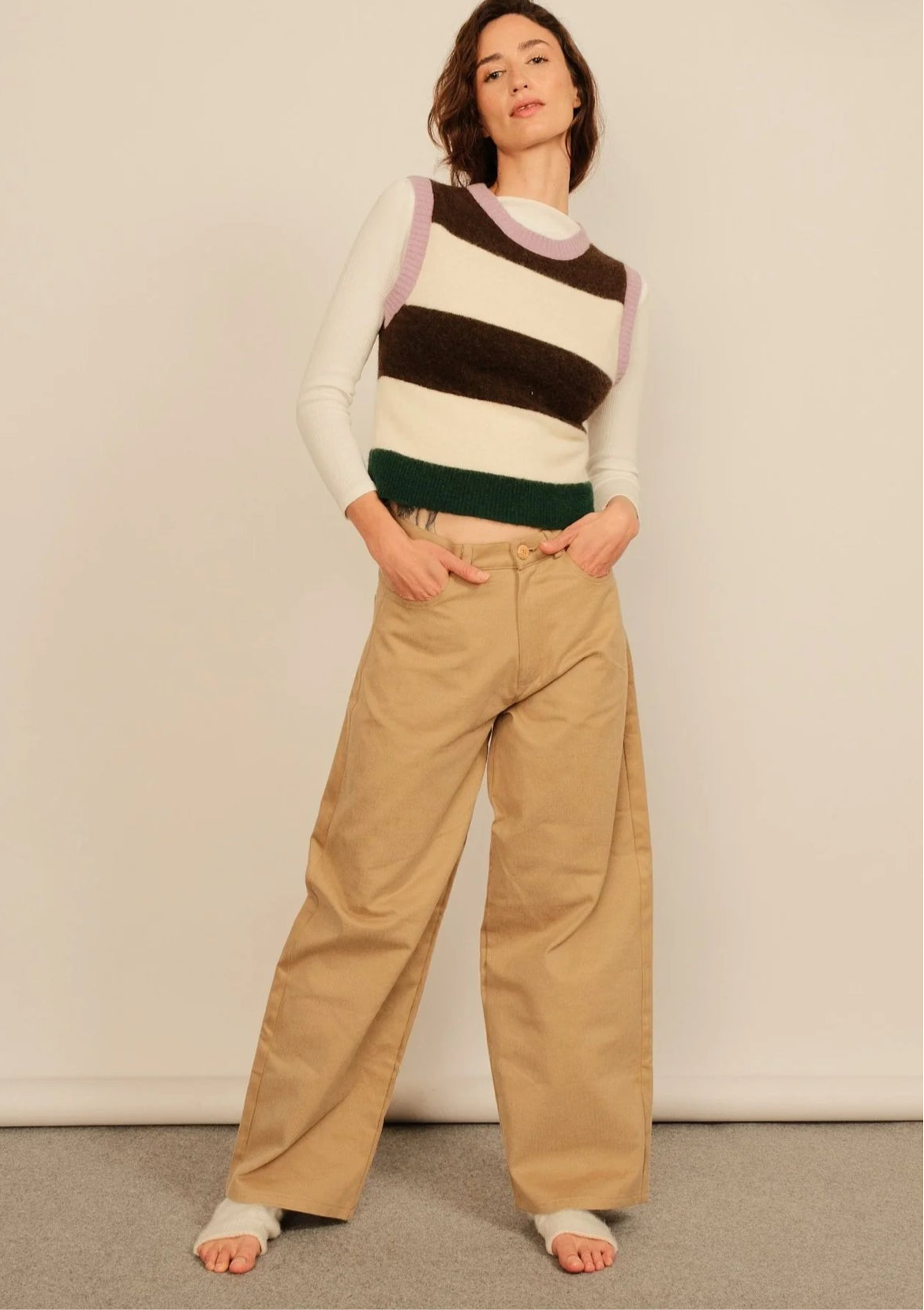 Trousers caterina denim beige