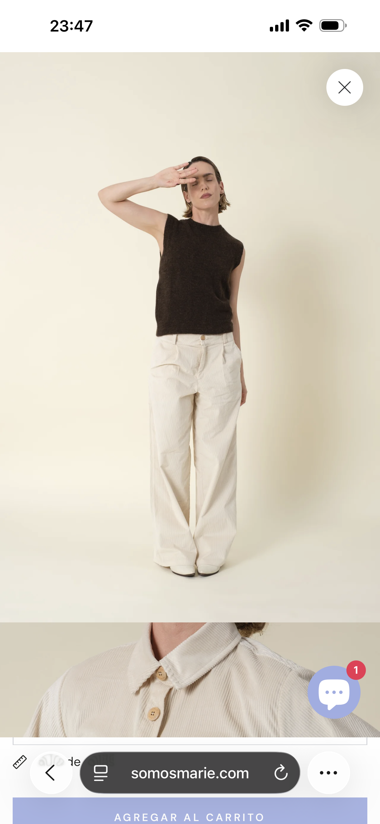Trousers Olivia Corderoy Off White