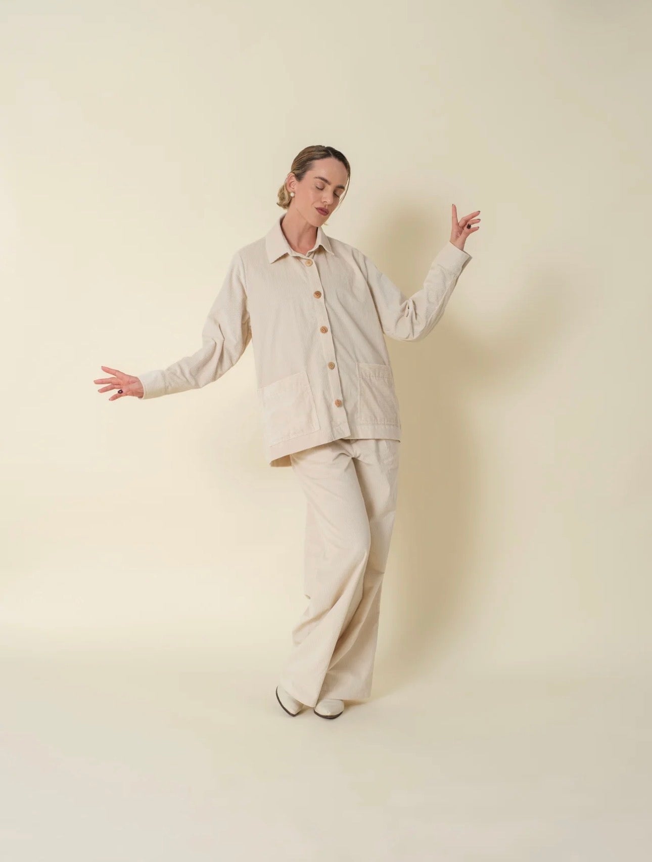 Trousers Olivia Corderoy Off White