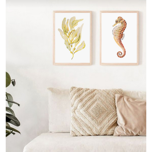 Watercolor Set "Seaweed" and "Seahorse"